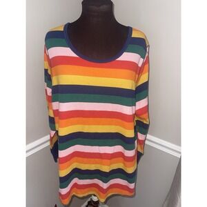 Old Navy Thermal Striped Rainbow Shirt Woman's Plus Size 3X